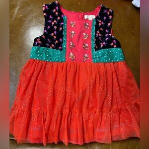 Velvet tulle Colorful Embroidered Top with Sparkle Details
